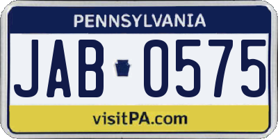 PA license plate JAB0575