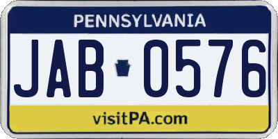 PA license plate JAB0576