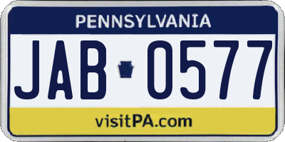 PA license plate JAB0577