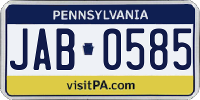 PA license plate JAB0585