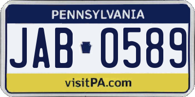 PA license plate JAB0589