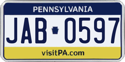 PA license plate JAB0597