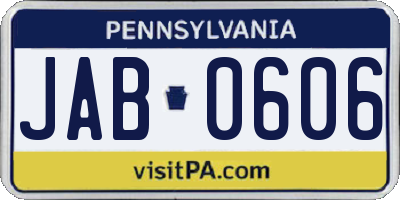 PA license plate JAB0606
