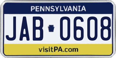 PA license plate JAB0608