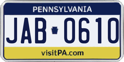 PA license plate JAB0610