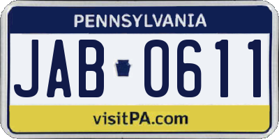 PA license plate JAB0611