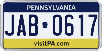 PA license plate JAB0617