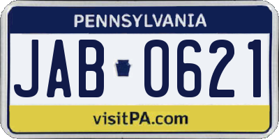 PA license plate JAB0621