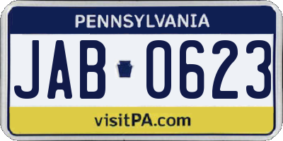 PA license plate JAB0623