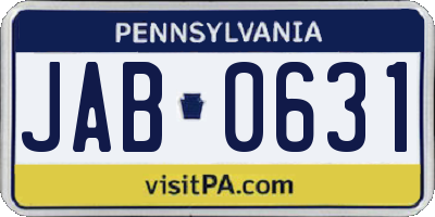 PA license plate JAB0631