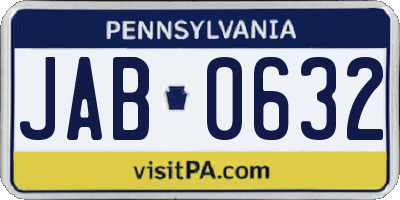 PA license plate JAB0632