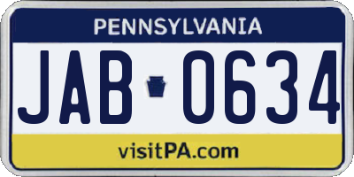 PA license plate JAB0634