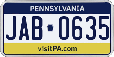 PA license plate JAB0635