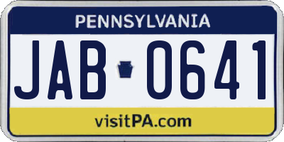 PA license plate JAB0641