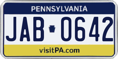 PA license plate JAB0642