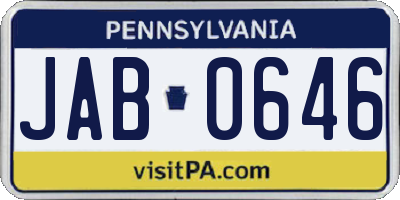 PA license plate JAB0646