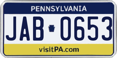 PA license plate JAB0653