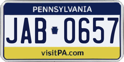 PA license plate JAB0657