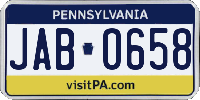 PA license plate JAB0658