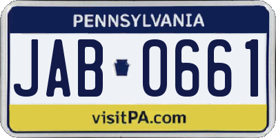 PA license plate JAB0661