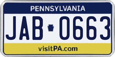 PA license plate JAB0663