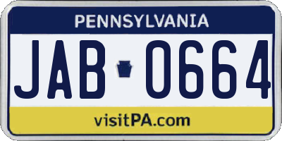 PA license plate JAB0664