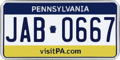 PA license plate JAB0667