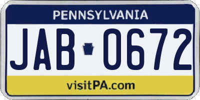 PA license plate JAB0672