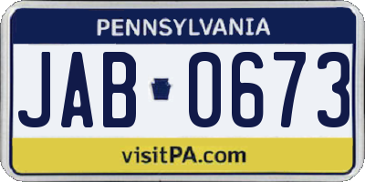 PA license plate JAB0673
