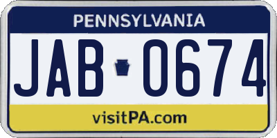 PA license plate JAB0674