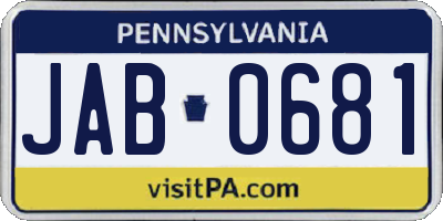 PA license plate JAB0681