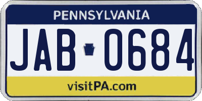 PA license plate JAB0684