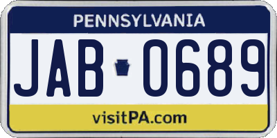 PA license plate JAB0689