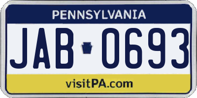 PA license plate JAB0693