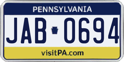 PA license plate JAB0694