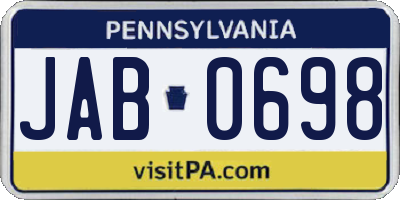 PA license plate JAB0698