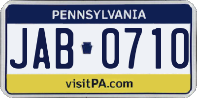 PA license plate JAB0710