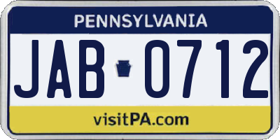 PA license plate JAB0712