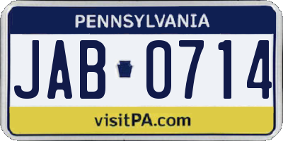 PA license plate JAB0714