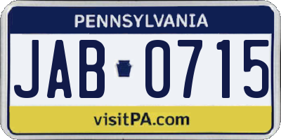 PA license plate JAB0715