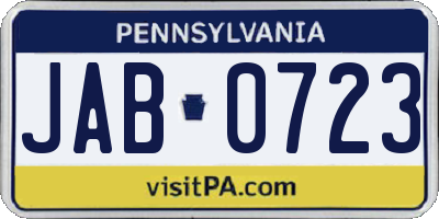 PA license plate JAB0723