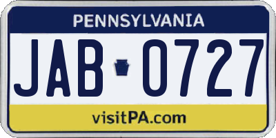 PA license plate JAB0727