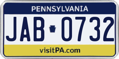 PA license plate JAB0732