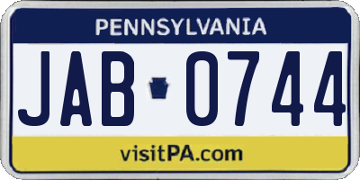 PA license plate JAB0744