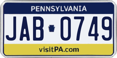 PA license plate JAB0749