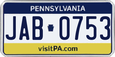 PA license plate JAB0753