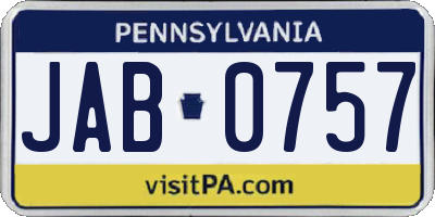 PA license plate JAB0757