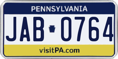PA license plate JAB0764