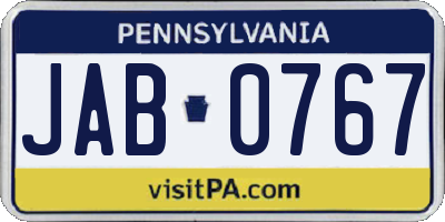 PA license plate JAB0767