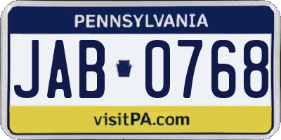 PA license plate JAB0768